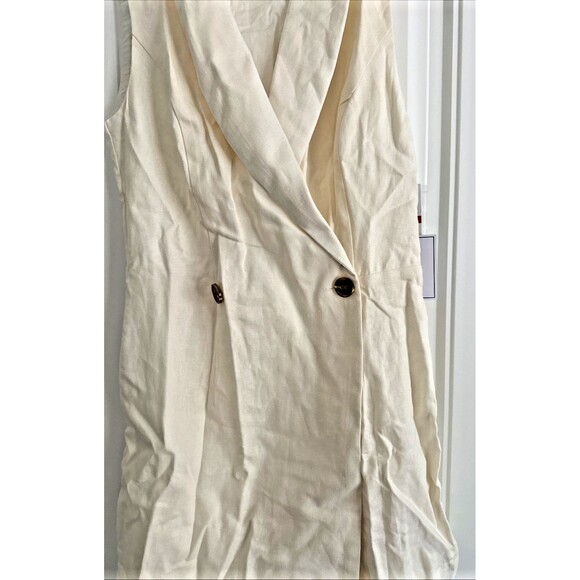 1.STATE Women's Double-Breasted Sleeveless Romper Blazer Look Ivory Beige XS - Picture 7 of 11
